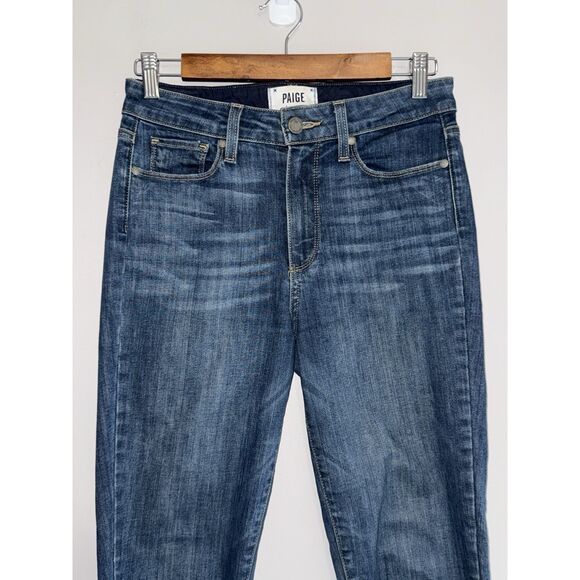 Paige Jeans Womens 27 Blue Hoxton Ankle Dark Wash Stretch Soft Denim Fray Hem - Picture 4 of 14